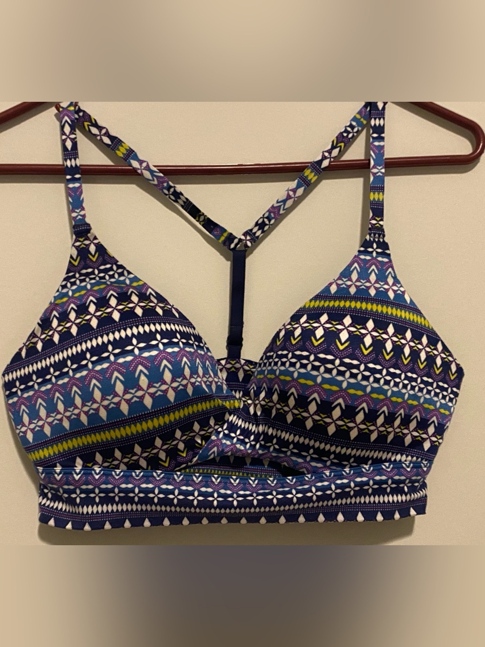 Victoria's Secret Boho Plunge Multicolor Patterned Racerback Bra